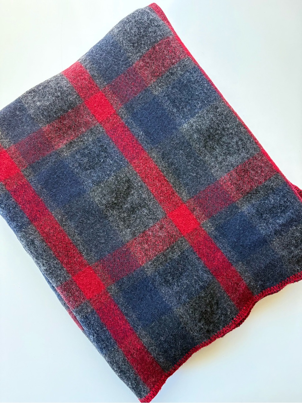 Vintage Wool Plaid Blanket